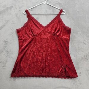 Vintage Envision Studio Top Womens XL Red Velvet Lace Cami Tank Lingerie Gothic